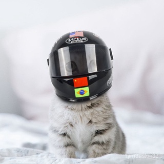 Pet British Shorthair Blue Cat Cat Mini Helmet Chest Bag New Motorcycle Helmet Shape Hat Funny Headd