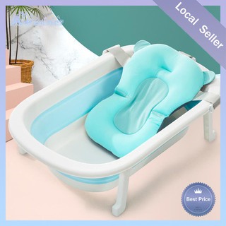 №▨✗2Pcs Bathtub Pink/Blue Bathtub Foldable With Bathmat Foam/Net Baby Bathtub For Kids For Newborn