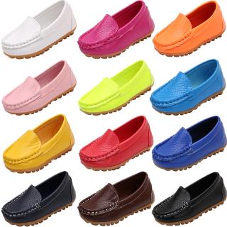 Fashion Flats For Children Casual Comfortable PU Leather Slip On Shoes Boys Girls Kids Candy 10 Colors Moccasin Loafers All Size