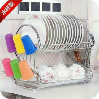 Seansean New Arrival 2 Layer Stainless Dish Drainer Rack (6)
