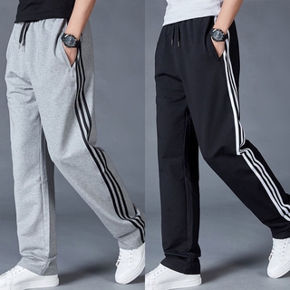 【Nan】Jogger Pants Elastic Plus Size Men Straight Loose Stripes Casual Pants Running Sweatpants Sports Pants Track Pant