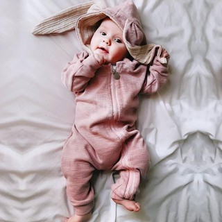 Baby Autumn Winter Clothing Newborn Baby Boy Girl 3D Bunny Ears Romper Long Sleeve Clothes Rabbit Overall Zip Warm Jumpsuit
