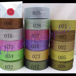 1-1/2" PER YD, 1" (PER YD), 1/2" (PER 2 yds) metallic ribbon