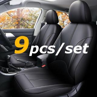9PCS Universal Car Seat Cover PU Leather Full Set Front Rear Cushion Protector Car Accessories (1)