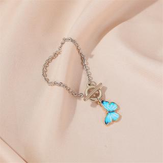 Korean Creative Women Butterfly Necklace Colorful Small Fresh Couple Collarbone Butterfly Necklace (8)