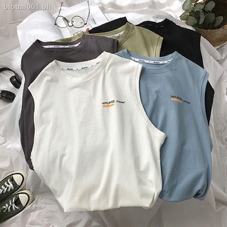 20 Summer Korean-style Men Loose-Fit Crew Neck Vest Cotton Sleeveless Solid Color T-shirt Large Size Versatile Waistcoat Trend