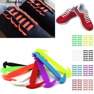 ♥→12Pcs Unisex Tieless Silicone Easy No Tie Shoelaces Jogger Elastic (4)