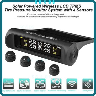 TPMS Tire Pressure Monitor System Digital Support Solar Power Wireless LCD Display