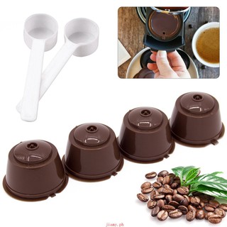 4Pcs Coffee Capsules Pods Reusable Compatible For Dolce Gusto Machine + Spoon