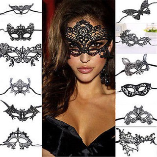 2 pcs Lace Eye Mask Black Masquerade Costumes for Party