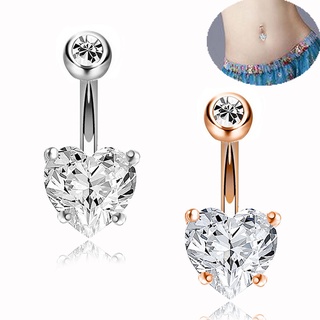 Women Heart Crystal Zircon Fashion Belly Button Rings / Surgical Stainless Steel Belly Rings / Fashion Body Belly Bar Piercing Jewelry
