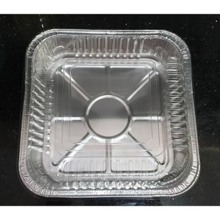Oven Safe Square Aluminum Foil Tray with Plastic Lid 8x8x2 (1350ml) sold by 15's