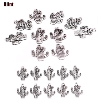 [Hiint] 10Pcs/Set Antique Silver Cactus Charms Pendant Jewelry Findings DIY Craft Making dto
