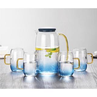 1.4L Transparent Glass Bottle Teapot Borosilicate Glass Carafe with Lid, Drip-Free Glass Pitcher for Hot/Cold Water, Ice Tea and Juice Beverage