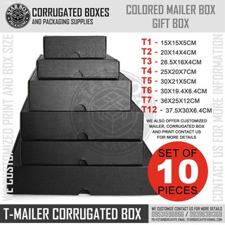 Gift Boxes◈∏Starbox Black T-Mailer Box Mailer Box Gift Box Shipping Box Packaging Box - Set of 10