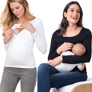 Baju Mengandung New Maternity Wear Breastfeeding Shirt Four Seasons Base Nursing T-shirt