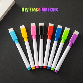 4/8 Pcs/lot Colorful Whiteboard Dry Erase Marker Pen with Built In Eraser Student Kids Drawing Pens School Classroom Supplies