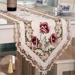 Wedding Party Table Dinner Fashion Rose Embroidery Table Runner Ornament