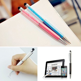 2 in 1 Rhinestone Ultra-soft Stylus Touch Screen Writing Pen for iPhone Tablet