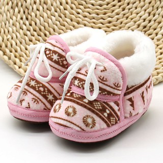 Cozy Newborn Baby First Walkers Winter Soft Soled Cotton Fabric Toddler Keep Warm Print Shoes