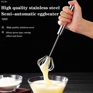 ✉✵Semi Automatic Egg Beater Manual Hand Mixer Stainless Steel Whisk Mixer Egg Beater Cream Frother