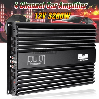 3200W 12V Car Stereo Amplifier 4 Channel Bass Boost Audio Power Amp Subwoofer