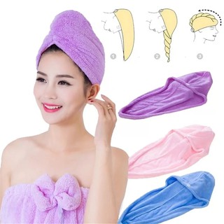 Magic Microfiber Water Absorbing Quick Dry Wrap Hair Cap Women Bathing Shower Towel Hat