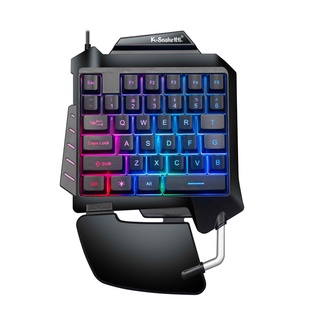 Mini One-Hand Mechanical Gaming Keyboard V100 35 Keys Colorful Backlit Game Keyboard