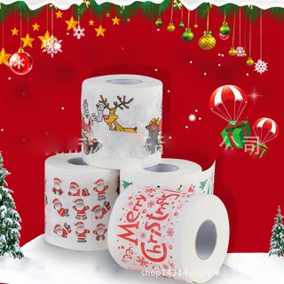 [soft]Christmas toilet Tissue paper roll cute creative printed paper Santa Claus Christmas tree roll (2)