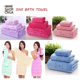 3in1 Microfiber Cartoon Print Wert Absorbent Towel Set/ towel,microfiber towel,water absorbent towel