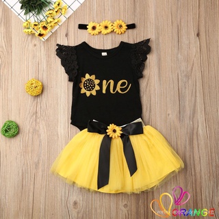 {Spot}❤TY-Adorable Baby Girls Sunflower Dress Outfits Bodysuit Tutu Skirts Summer Outfits 0-18M
