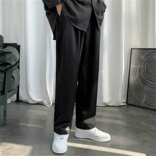 Men'S Straight Cut Pant Male Casual Trousers Korean Fashion Men Suit Pants Large Size Loose Solid Co