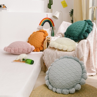 【insfree】New Knitted Woven Woolen Futon Pillow Cushion Sand Plain Ball Cushion Pillow (3)