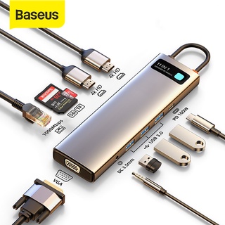 Baseus 11 in 1 HDMI Compatible USB 3.0 Adapter Type C Hub Dock for MacBook Pro Air Surface Pro 7