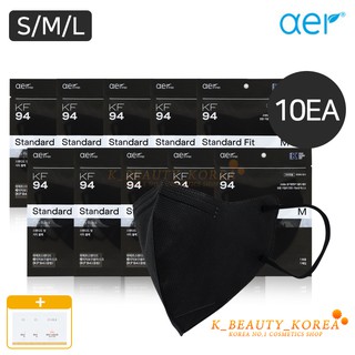 (Made in Korea) 10PCS KF94 Korean N95 AER Face Mask (Color:Black, S/M/L) | Melt Blown Filter | KFDA Approved (1)