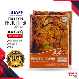 ◑™A4 Size 180gsm / 230gsm QUAFF Glossy Photo Paper / Inkjet Glossy Photo Paper (20 sheets / Pack)
