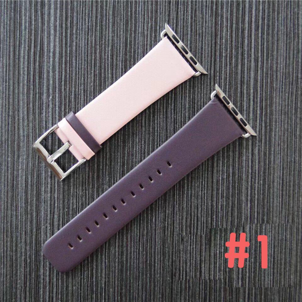 XIYU Apple Watch for 6/5/4/3/2/1 Genuine Leather Bands Dual Colors Replacement (4)