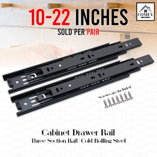 One Pair (2PCS/SET) Three-Section Rail Cabinet Sliding Drawer Guide Full Extension Ball Bearing