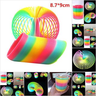 【Ready Stock】☊[QHMSI] Large Magic Plastic Slinky Rainbow Spring 8.7*9cm Colorful Funny Classic Toy F