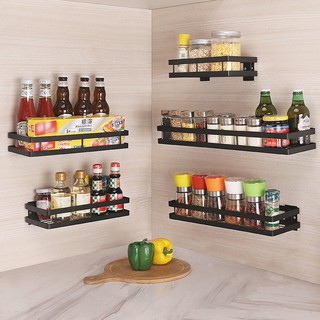 Kitchen Punch-free Wall-mounted Hanger Multi-purpose Spice Holder Condiment Storage Rack (8)