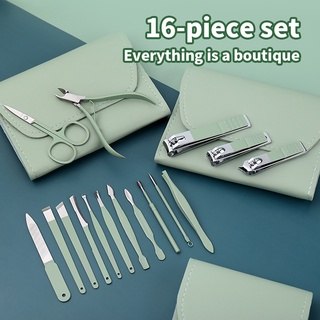 【16 Pcs \set】high quality foldable stainless steel nail clipper set manicure tools Nail Personal Care