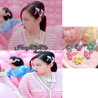 jennie Blackpink korean style Vintage Bear Hairpin cute pink Hairclip Hair Clips Hair Pins