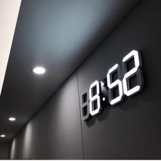 Modern Digital 3D White LED Wall Alarm Clock 12/24hrs Multi-Function