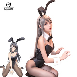 Anime Sakurajima Mai Cosplay Costume Halloween Women Black Sexy Jumpsuit Rascal Does Not Dream of Bunny Girl Senpai Cos
