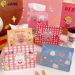 JANE Portable Tissue Bag Cartoon Design Leather Paper Holder Pumping Paper Roll Waterproof Bedroom Living Room For Car Toilet Storage Bag
