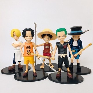 One Piece Luffy,Zoro,Ace,Sabo,Sanji Kid Set of 5 Action Figure