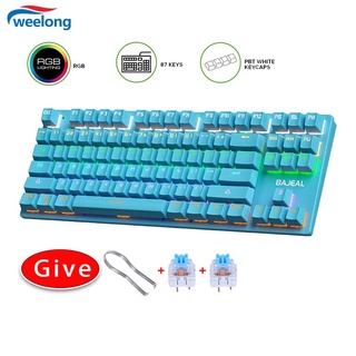 Weelong Mechanical Keyboard Colorful LED light 87 Key Computer Wired Gaming Keyboard Office PC