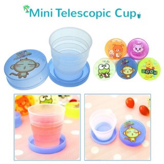 TTC#Mini Telescopic Cup Cartoon Folding Drinking Cup Travel Cup