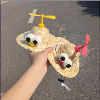 Factory direct sales pet hat pet headdress straw hat cat dog decoration small puppies bamboo dragonfly birthday hat