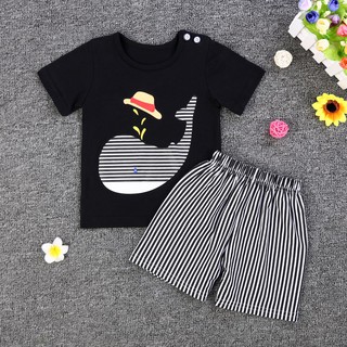 Baby Casual cartoon T-shirt + Shorts Cloth Set (1)
